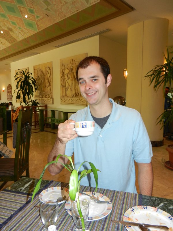 Michael at breakfast at the hotel