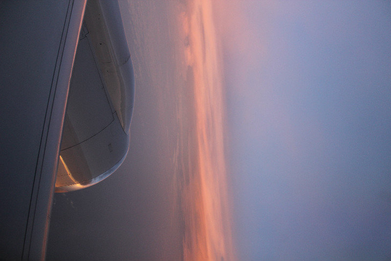 Beautiful sunset in flight