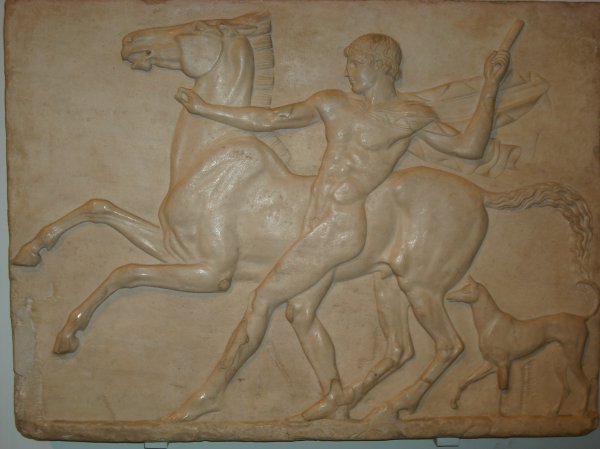 Marble Relief of a Youth with His Horse and Dog