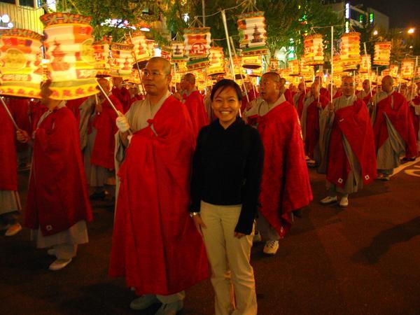 me with monks in the parade