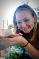 Claudia with the baby chick