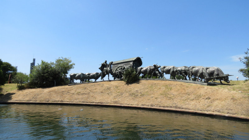 Ox Cart Bronze Statue