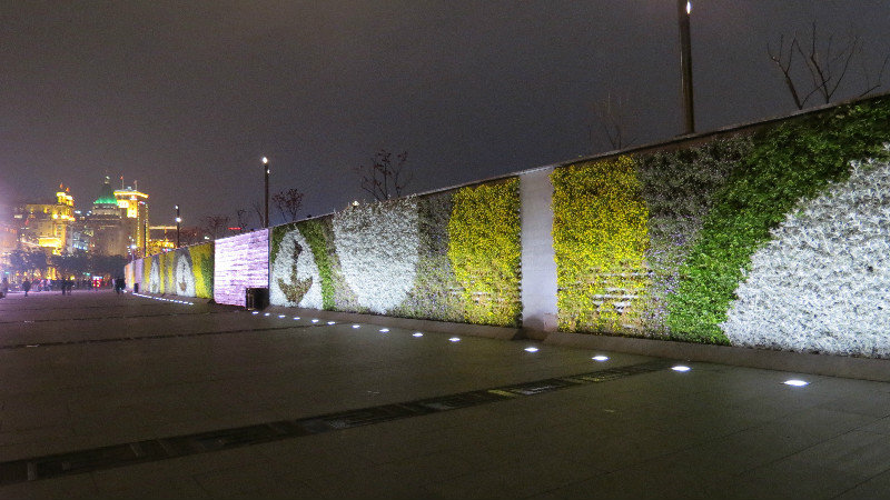 Flowered covered wall by the Bund in Shanghai