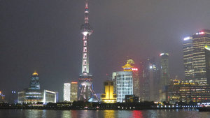 View from the Bund at night in Shanghai