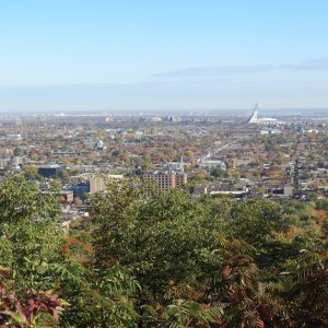 View of Montreal and the Olympic Stadium from Mount Royale