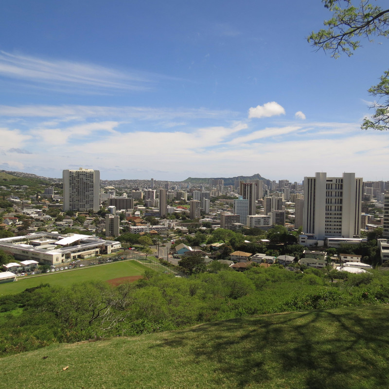 View of Honolulu and Diamond Head when coming down from the Punchbowl