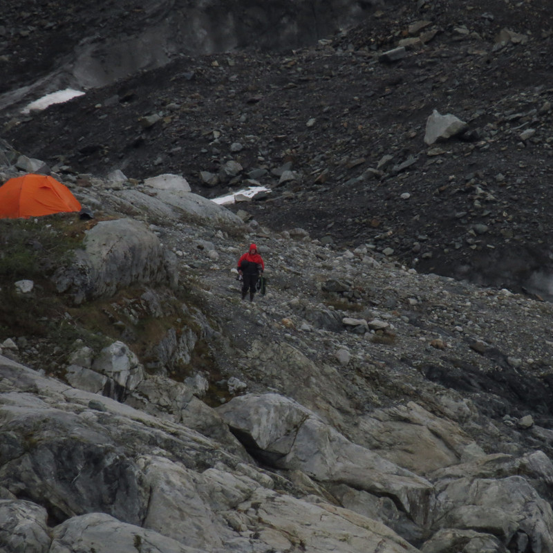 Camping next to a glacier