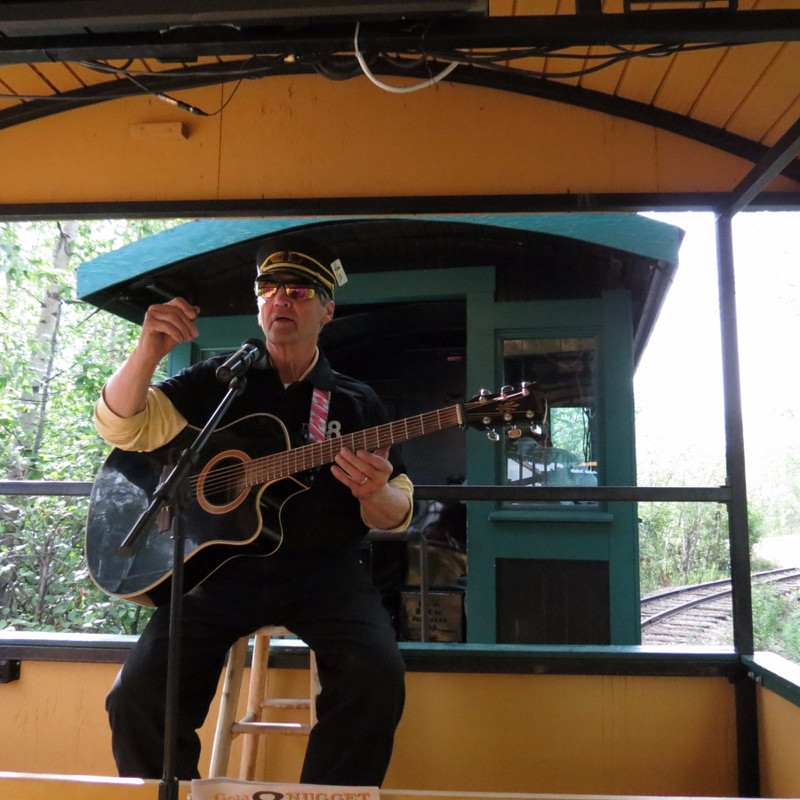 Earl the Singing Conductor on the Gold Dredge Train