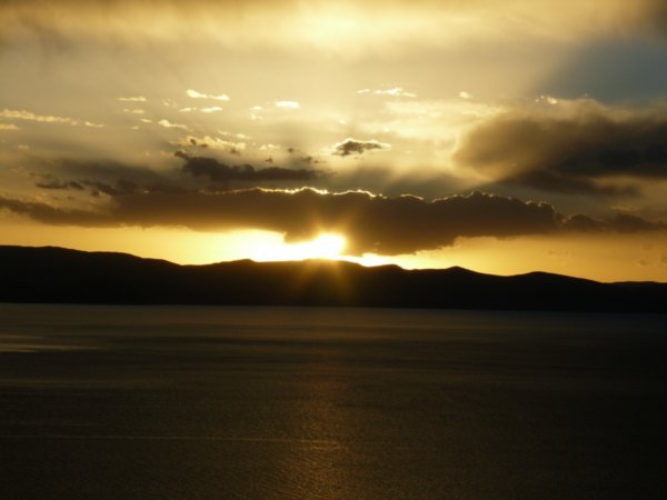 Sunset over lake Titicaca