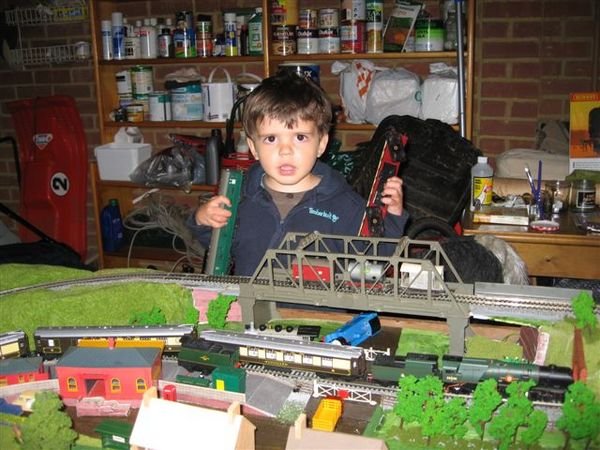 Playing with Grandad's trainset