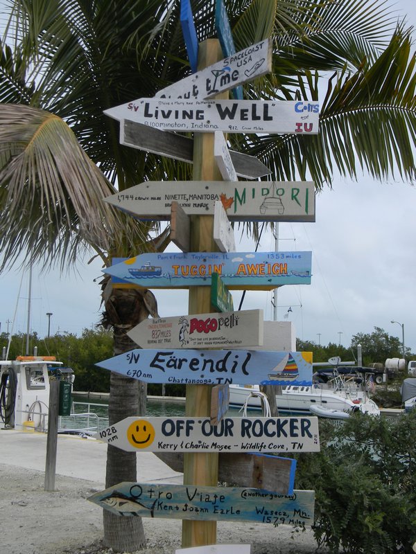 Post with boat signs