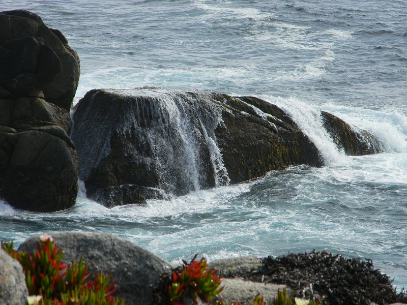 waves over rocks