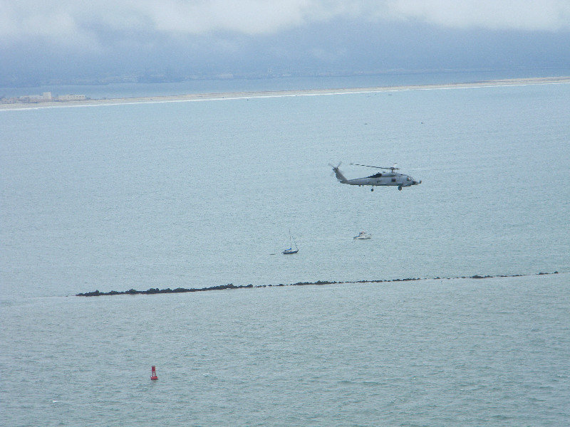 Chopper flying out to sea