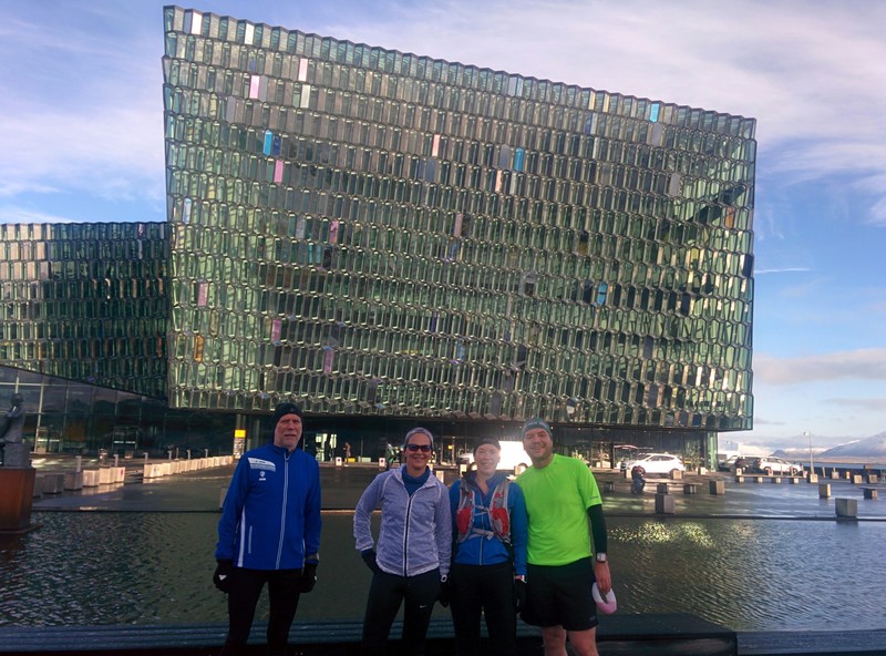 Cool kids hanging outside the Harpa