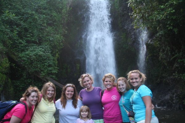 All the girls at the waterfall