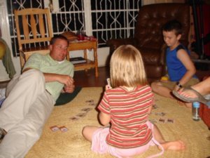 Ryan playing "Go Fish" with the kids on the floor