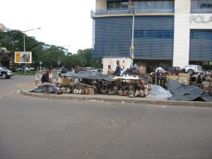 Market in the middle of the road