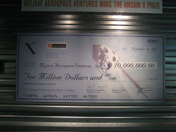 Replica of the check for winning 