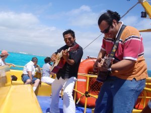 Guys playing great music on the boat