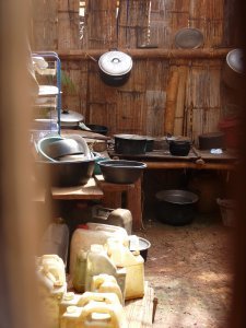 Peaking into the kitchen of a local hill tribe hut