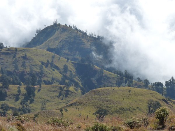 View of the peak enclosed in clouds