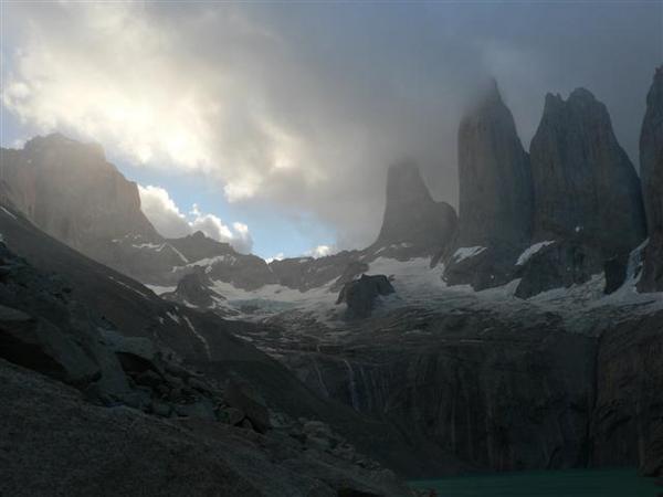 Torres del Paine just before sunset