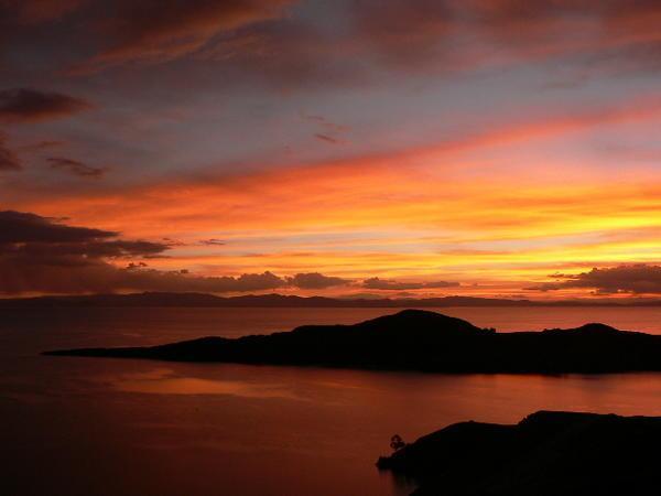 Sunset over lake Titicaca