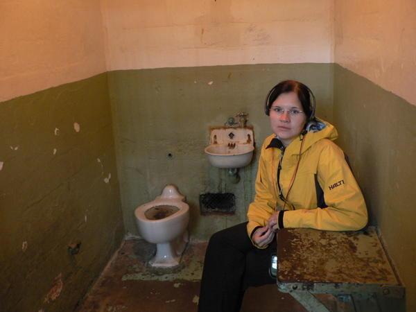Kirsi taking a closer look at the inmates living conditions
