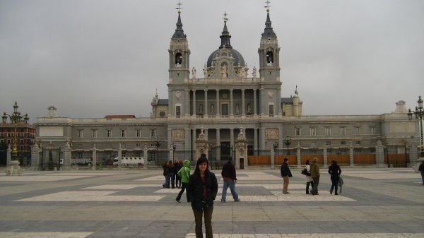 In front of the cathedral