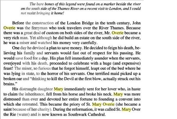The Legend of Mary Overie (text)