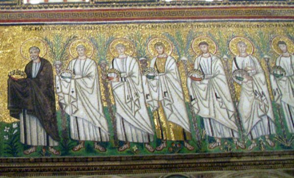 Ravenna--St Apollinare Nuovo, Nave Mosaics, Procession of Martyrs