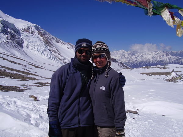 Tulsi & Sarah at the top of Thorung La!