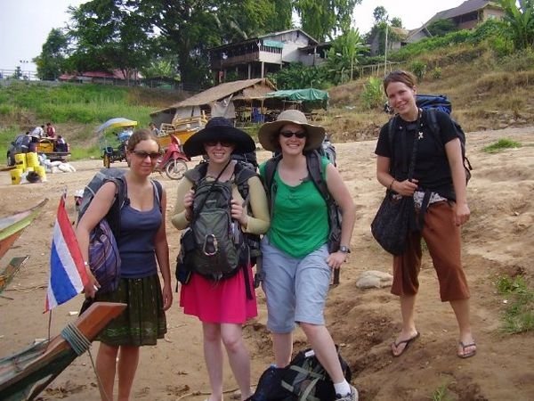 Sarah, Sarah, Shannon and Nancy on the Thai side of the border