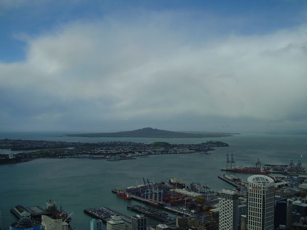 Rangitoto Island (volcanic) from the Sky Tower