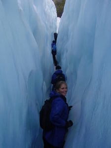 Beth in a crevasse