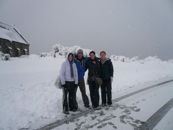 Sam, James, Meg and Me in the snow