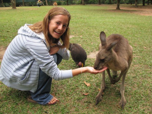 Steph Feeding the Kangaroo