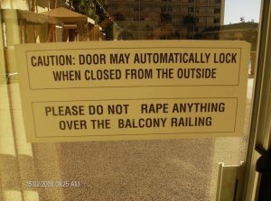 Warning on sliding door