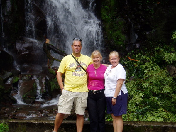 waterfall with Pauline the tour guide