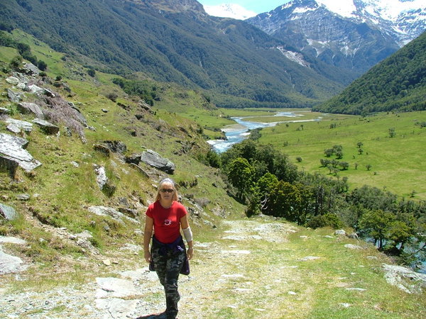 Wendy continuing our return from Mt Aspiring.
