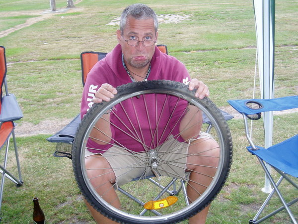 When we wanted to go for a ride my bike had a flat tyre