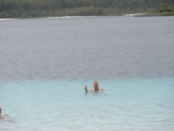 Swimming in a lake on Frazer Island.