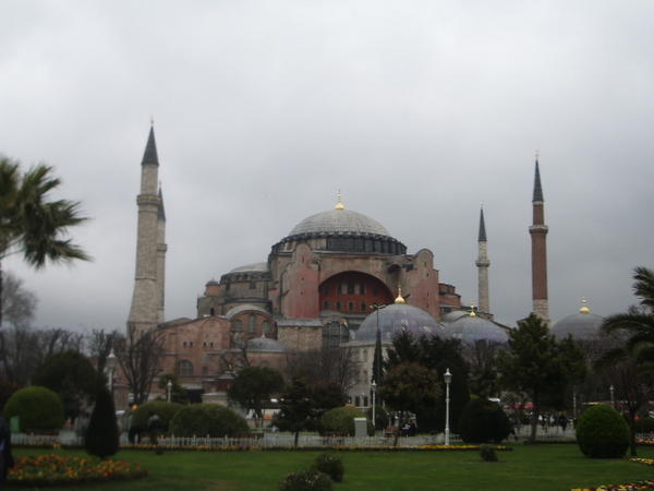 First view of one of the most beautiful buildings in the world. Hagia Sofia