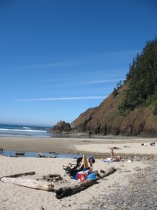 Families enjoying the beach at Ecola State Park