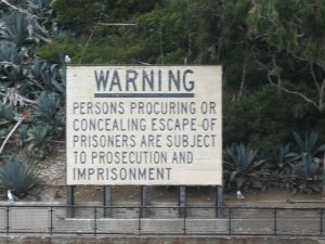 Sign as we approached Alcatraz