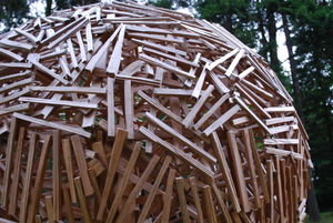 Wood ball made from thousands of hand-split cedar sticks