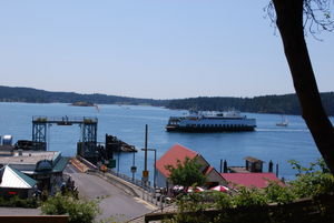 A ferry (not ours) arriving at Orcas Island