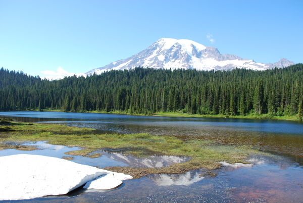 A view of Mount Rainier from Reflection Lakes