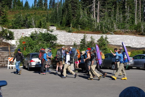 Some of the many hikers at the lodge