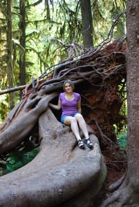 Jennifer in the uprooted tree